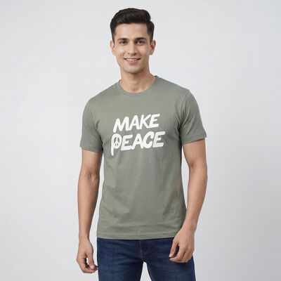 Men's Mint Green Round Neck Casual T-Shirt