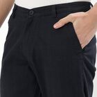 Men's Slim Fit Casual Trousers, नेवी ब्लू, small