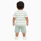 Infants' Light Green Cotton Round Neck Striped Baba Suit, Light Green, small