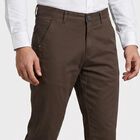 Men's Dark Grey Slim Fit Flat-Front Chino Trousers, Dark Grey, small
