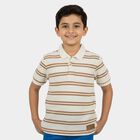 Boys Beige Round Neck Casual T-Shirt, गहरा पीला, small
