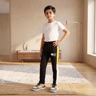 Boys' Black Straight Fit Colorblocked Cotton Blend Pyjama, Black, small