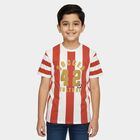 Boys Orange Cotton Round Neck Casual T-Shirt, Orange, small