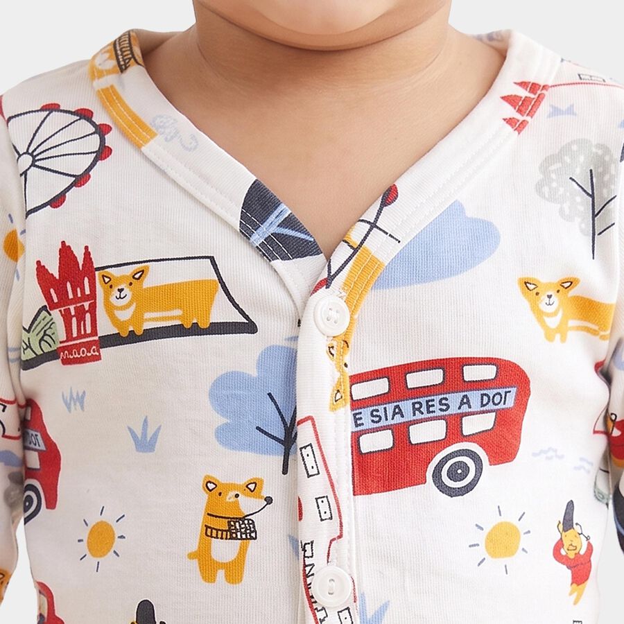 Infants White Cotton V-Neck Regular T-Shirt, White, large