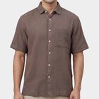 Men Brown Cotton Classic Collar Casual Shirt, Brown, small