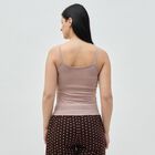 Women's Brown Cotton Scoop Neck Minimalist Slip, Brown, small