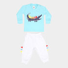 Infants Cotton Round Neck Baba Suit, Mid Blue, small image number null
