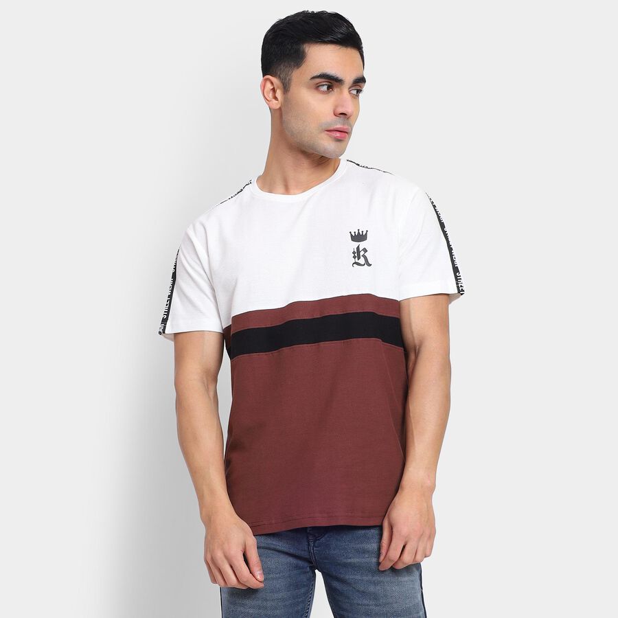 Men's 100% Cotton Round Neck Half Sleeves T-Shirt , Brown, large image number null