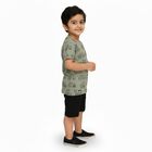 Boys' Olive Cotton Round Neck Vehicle Print Baba Suit, Olive, small image number null