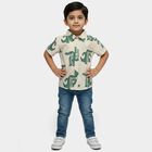 Boys' Off-White Cotton Half Sleeve Classic Collar Casual Shirt, Off White, small