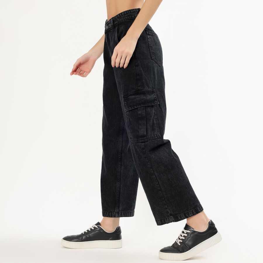 Women's Muted Indigo Slim Fit High Waist Jeans, Black, large