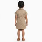 Girls' Beige Shirt-Style Cotton Blend Casual Frock, Beige, small image number null