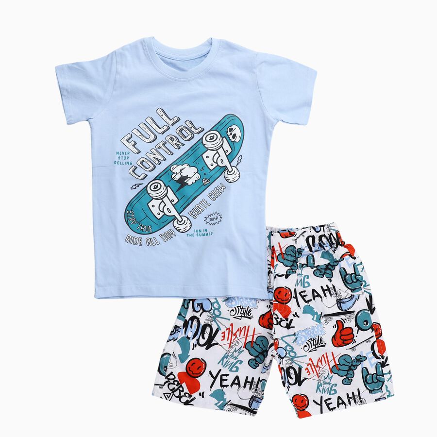 Boys' Woven Baba Suit, हल्का नीला, large image number null