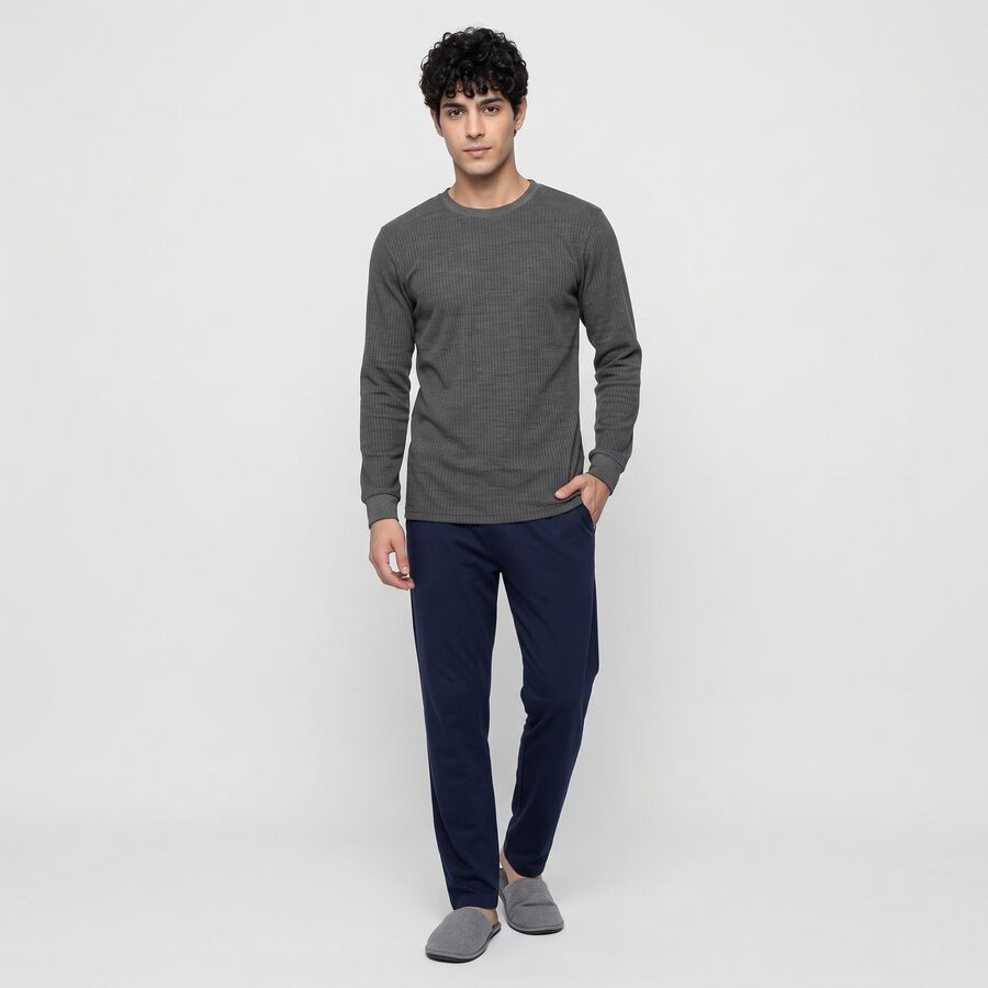 Men's Charcoal Long Sleeve Thermal, चारकोल, large