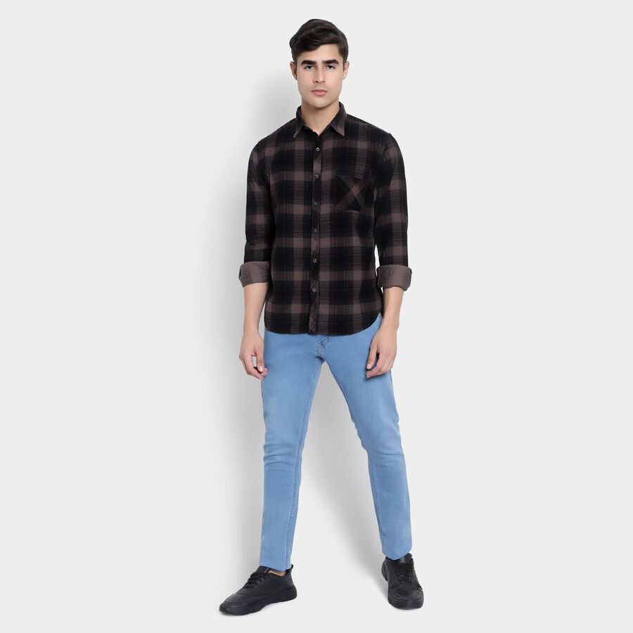 Cotton Checks Casual Shirt, Brown, large image number null