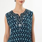 Women's Deep Peacock Blue Printed Ethnic Set, गहरा नीला, small image number null