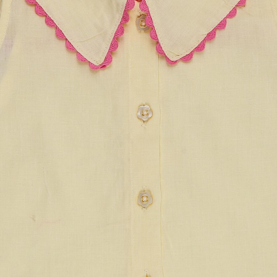 Infants Yellow Cotton Half Sleeve Spread Collar Casual Shirt, पीला, large