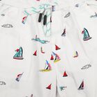 Boys White Regular Fit Printed Bermuda Shorts, सफ़ेद, small