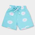 Girls' Bright Aqua Blue Printed Pull-Up Shorts, Aqua, small image number null
