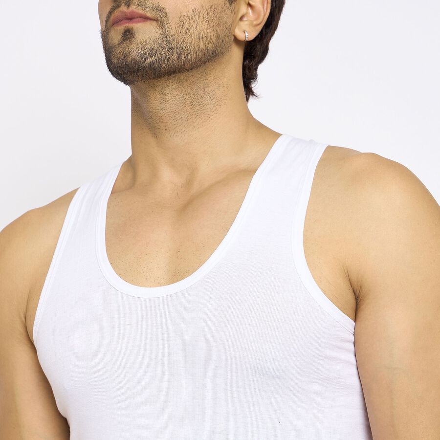 Men's 100% Cotton Vest, White, large image number null
