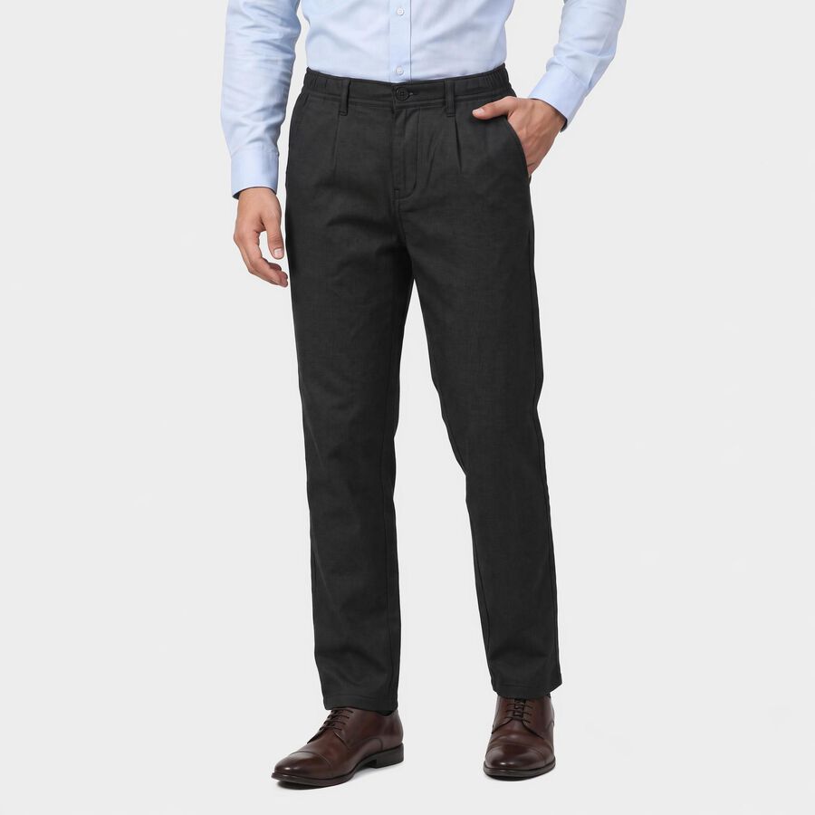 Men's Black Slim Fit Chino Trousers, Black, large