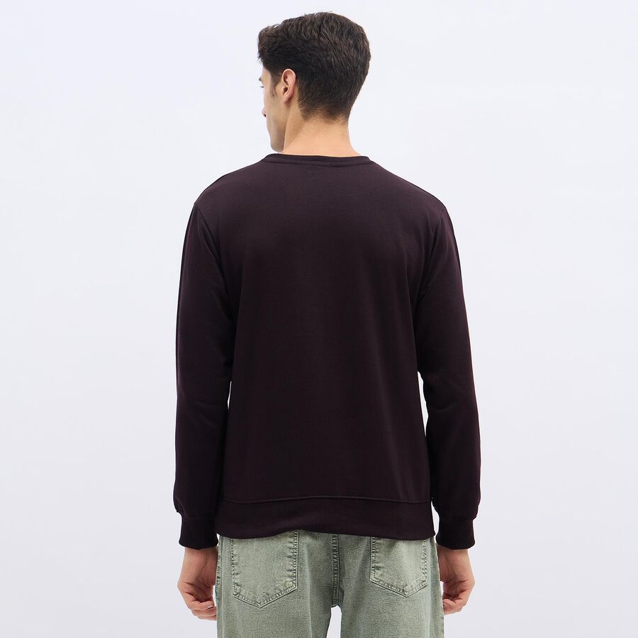 Men's Deep Burgundy Crew Neck Casual Sweatshirt, Wine, large image number null