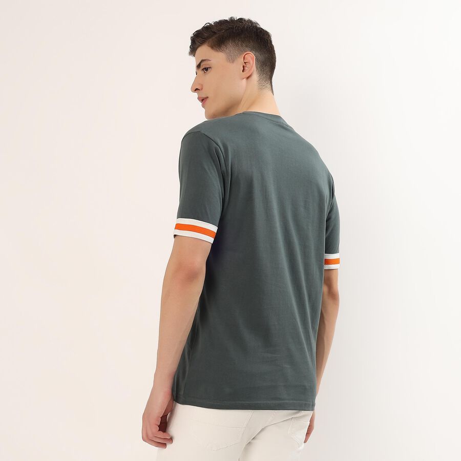 Men's Green Cotton Round Neck Graphic Printed T-Shirt, Light Green, large