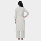 Women's White Round Neck Floral Printed Kurta, Off White, small