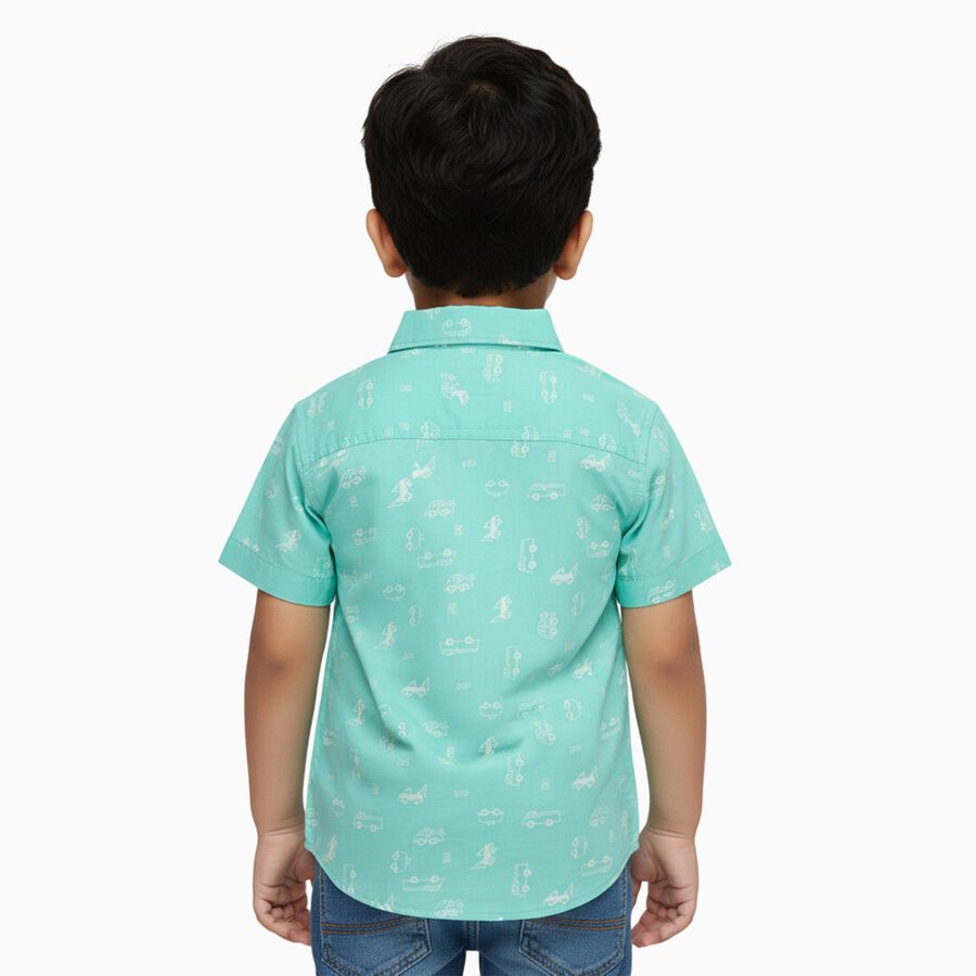 Boys Light Mint Green Cotton Half Sleeve Classic Casual Shirt, Light Green, large