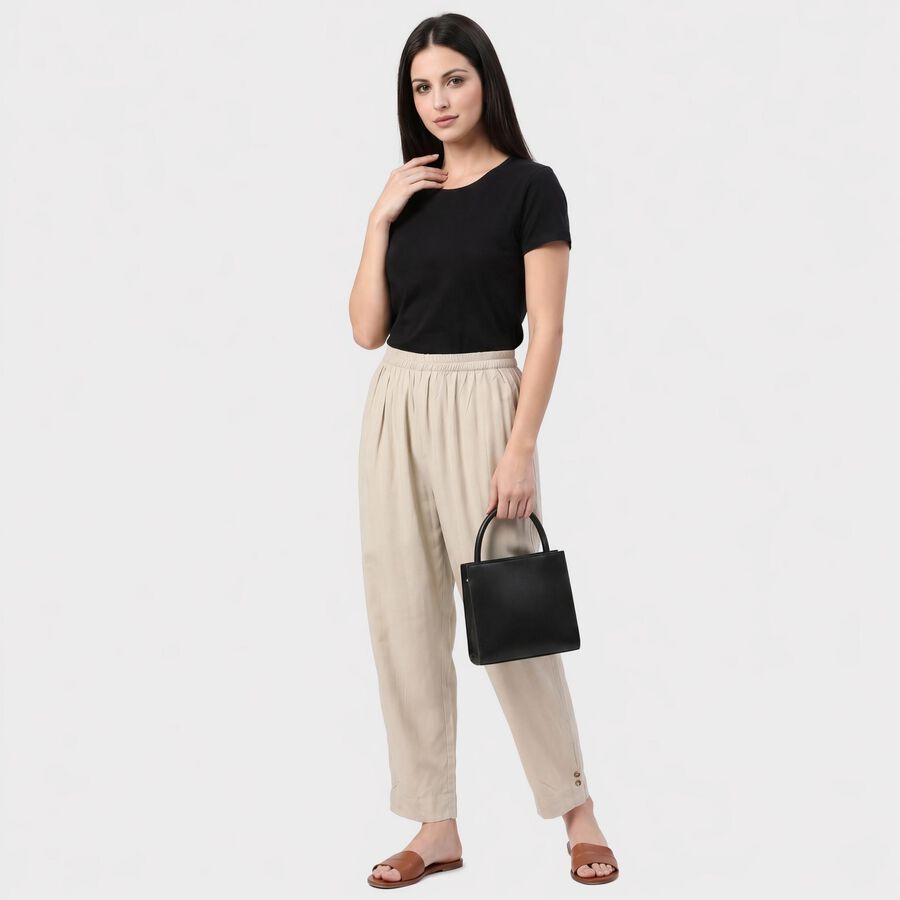 Women's Beige Regular Fit Palazzos, गहरा पीला, large