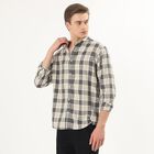 Men's Grey Cotton Classic Collar Casual Shirt, गहरा ग्रे, small