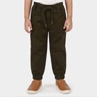 Boys' Olive Green Regular Fit Drawstring Jogger Trousers, ओलिव, small