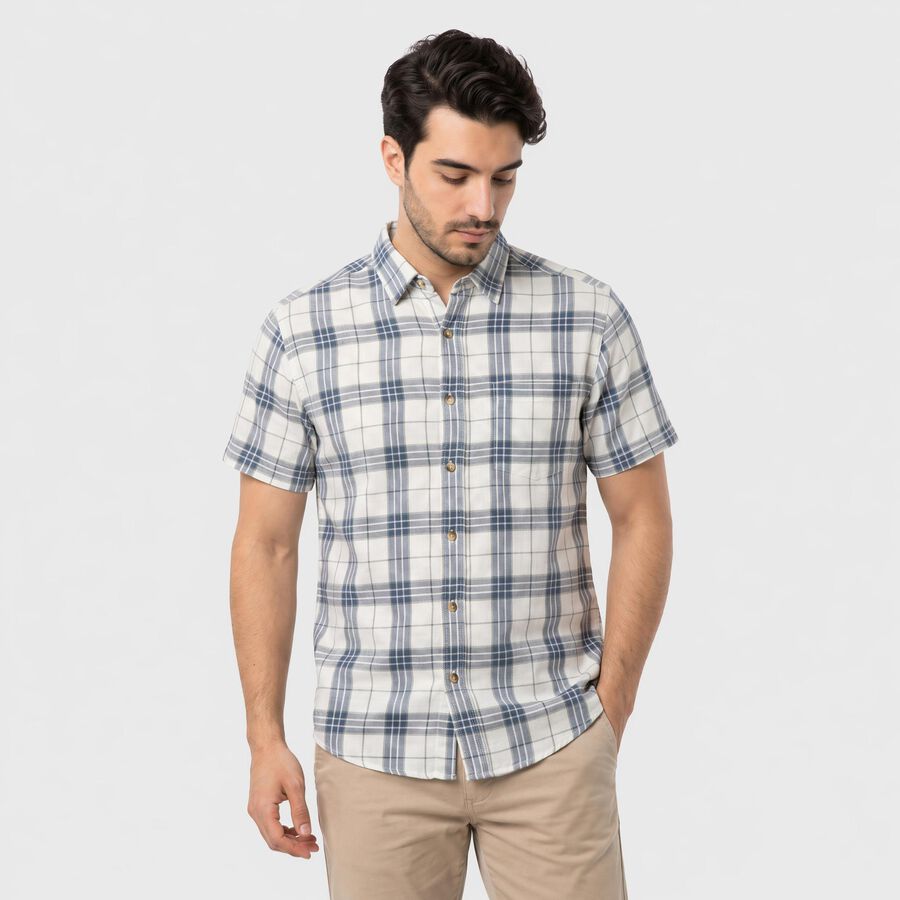 Men's Blue Checked Casual Shirt, Mid Blue, large