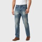 Men's Blue Straight Fit Faded Jeans, Mid Blue, small
