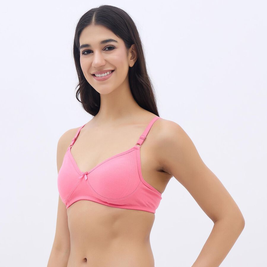 Women's Soft Pink Cotton V-Neck Basic Bra, मूँगा (कोरल), large image number null