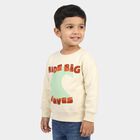 Boys' Cream Crew Neck Pullover Sweatshirt, Off White, small