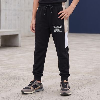 Boys Black Graphic Printed Jogger Pyjama
