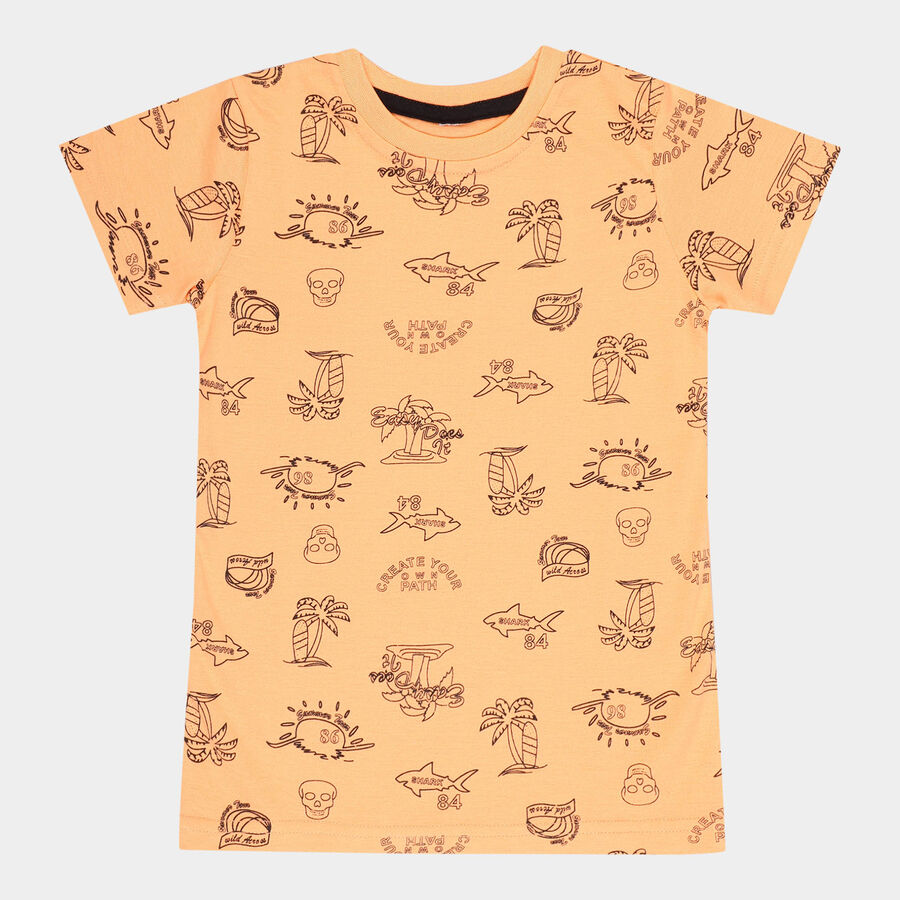 Boys All Over Print T-Shirt, नारंगी, large image number null