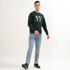Men's Dark Green Crew Neck Graphic Sweatshirt, Dark Green, small image number null