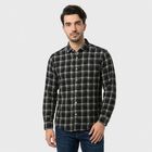 Men's Black Checked Regular Fit Casual Shirt, Black, small