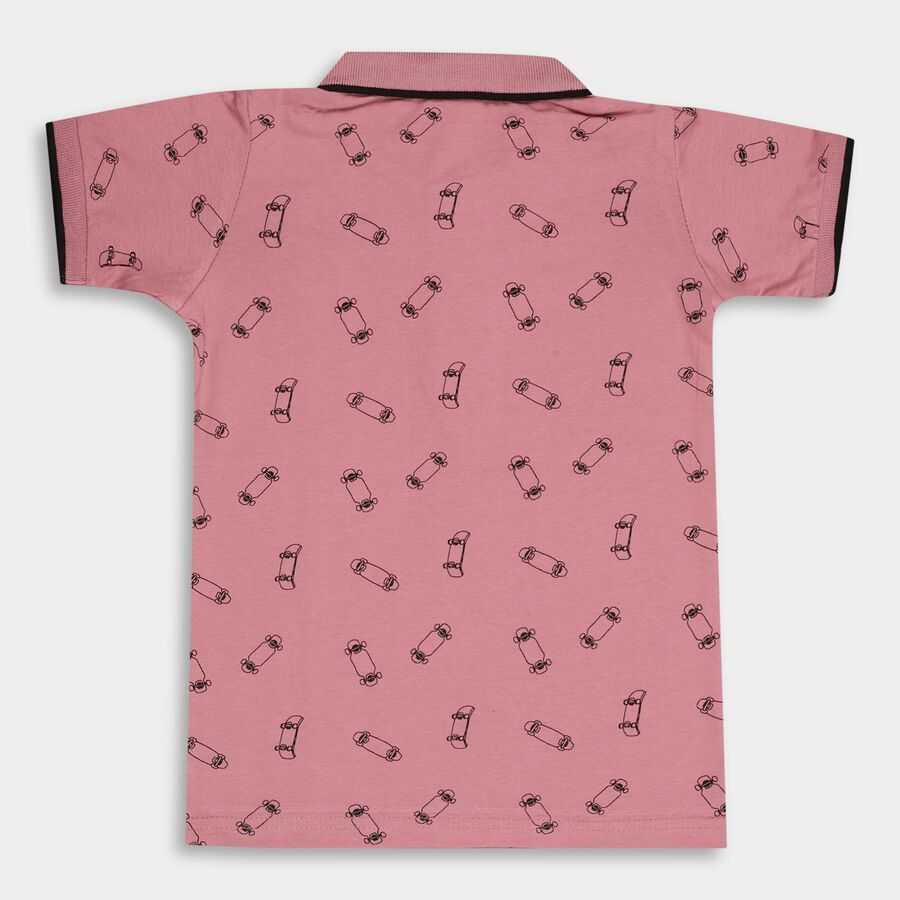 Boys' 100% Cotton Collar Half Sleeves T-Shirt, हल्का गुलाबी, large image number null