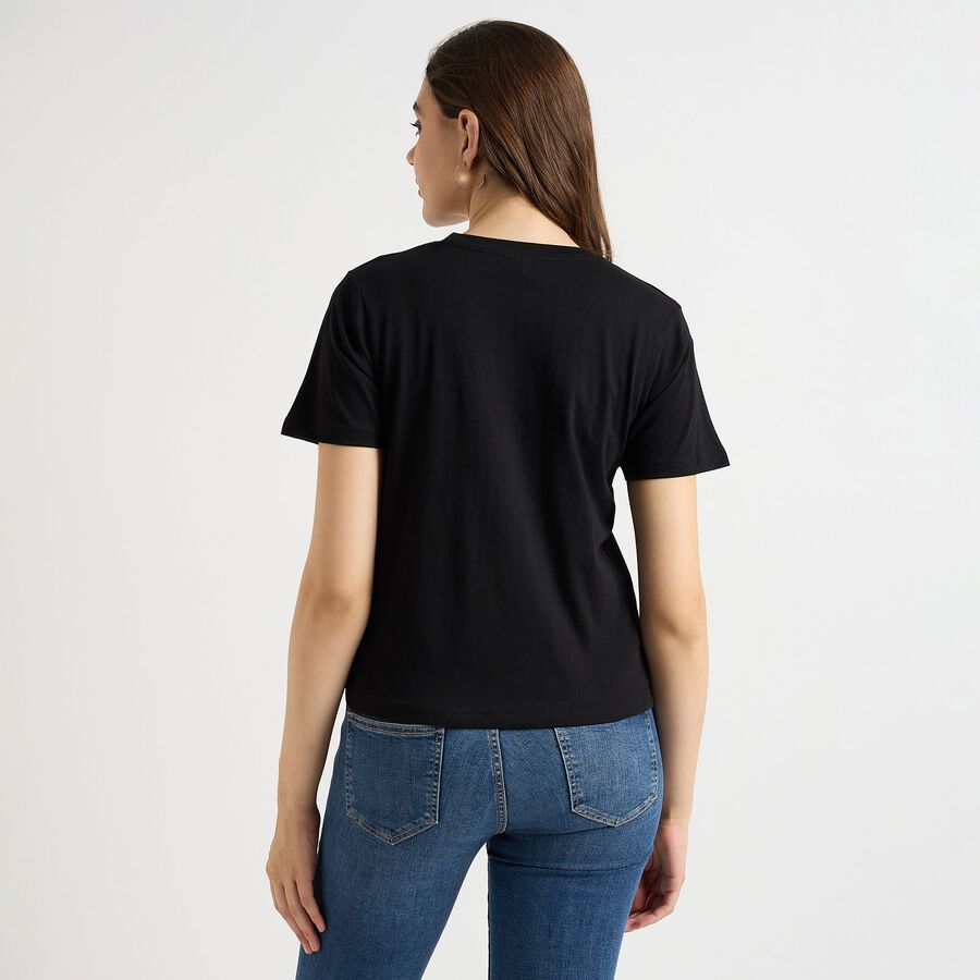 Ladies' 100% Cotton Round Neck T-Shirt, Black, large image number null