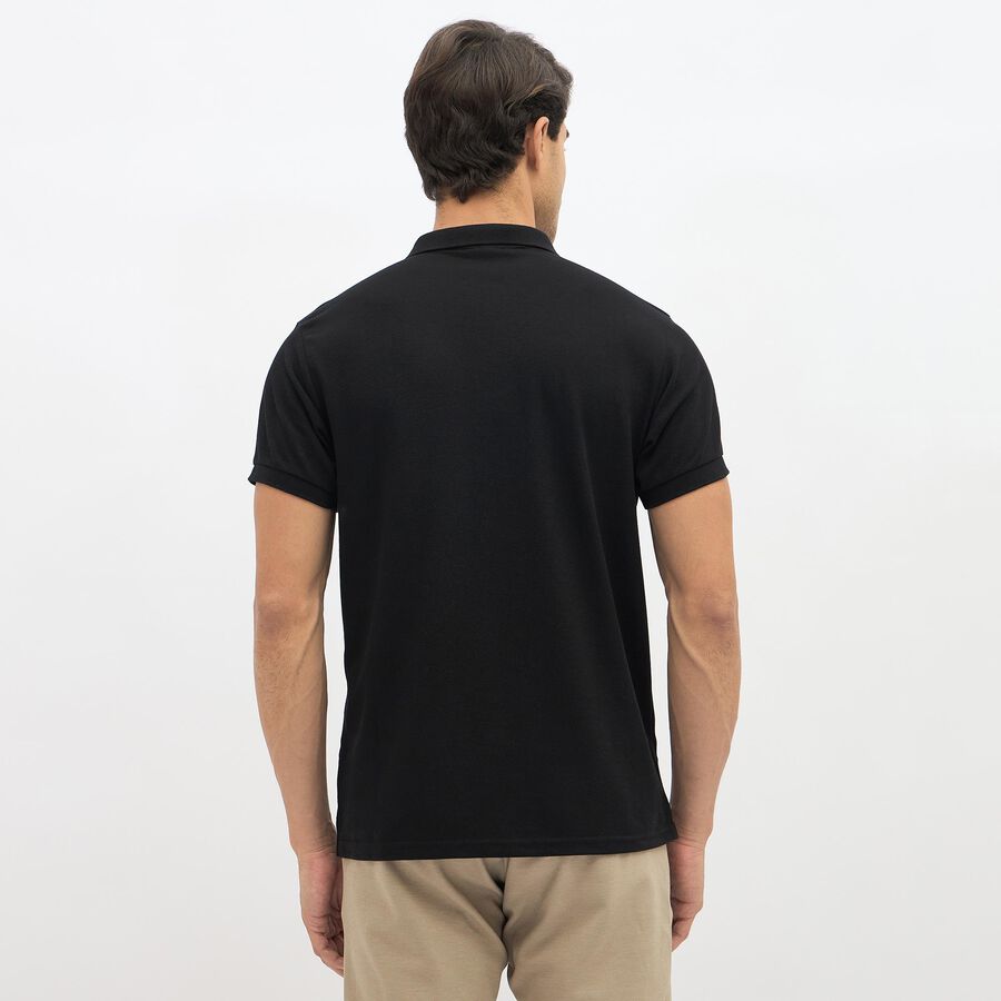 Men's Jet Black Polo Neck Casual T-Shirt, काला, large image number null