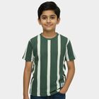Boys Green Crew Neck Casual Half Sleeves T-Shirt, Dark Green, small