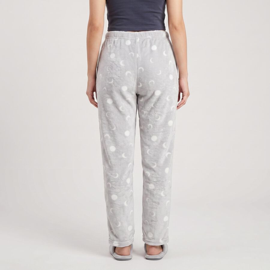 Women's Grey Straight Fit Moon Lounge Pyjama, हल्का ग्रे, large