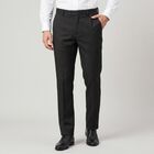 Men's Black Slim Fit Flat-Front Formal Trousers, Black, small
