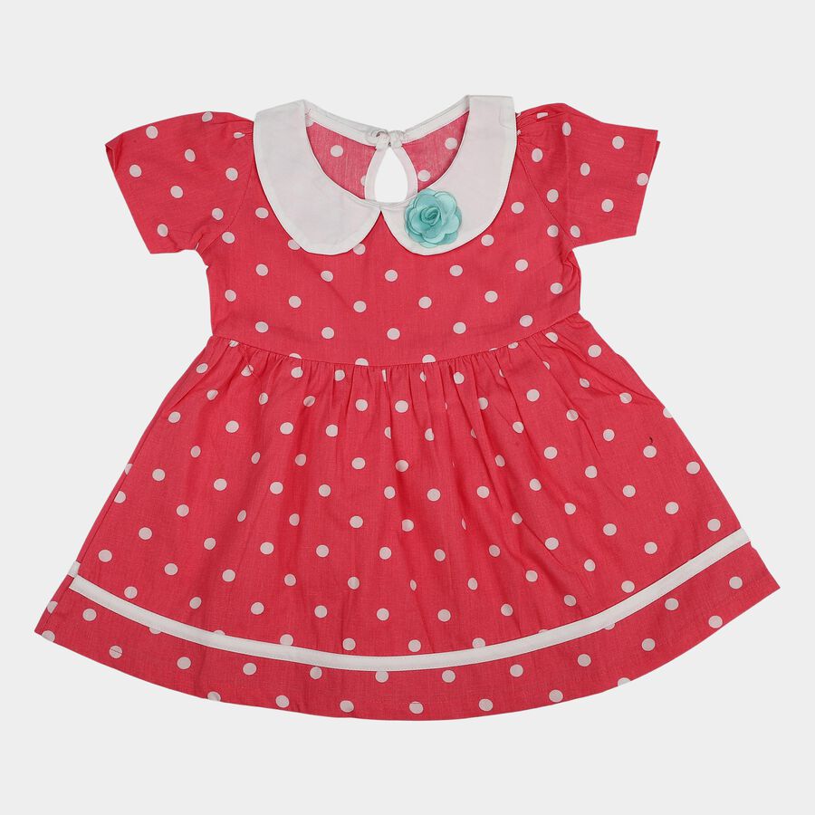 Infants' Pink Polka Dot Fit and Flare Frock, गुलाबी, large