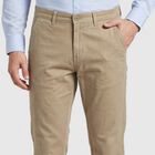 Men's Beige Slim Fit Chino Trousers, गहरा पीला, small