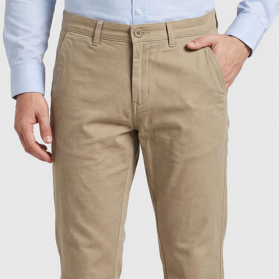 Men's Beige Slim Fit Chino Trousers, गहरा पीला, large