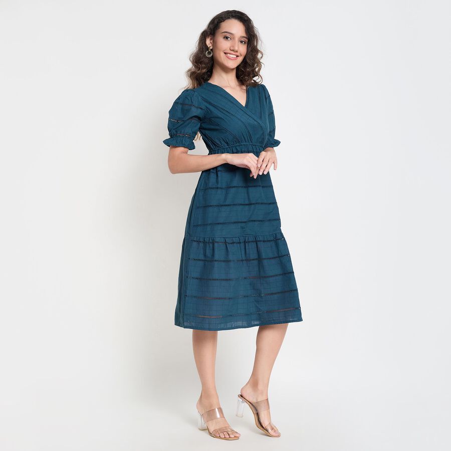 Ladies' 100% Cotton Dress, टील ब्लू, large image number null